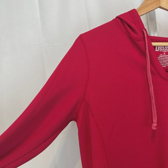 DULUTH TRADING Thermal Waffle Knit Hoodie Pullover Top Pink Size L - Picture 5 of 9